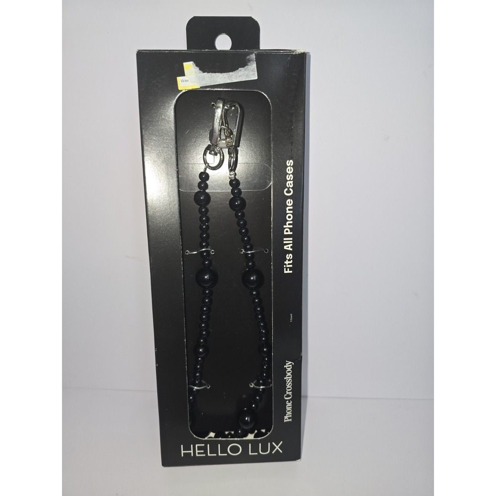 Hello Lux Black Beaded Phone Crossbody Universal Strap 51.2 Inch NEW